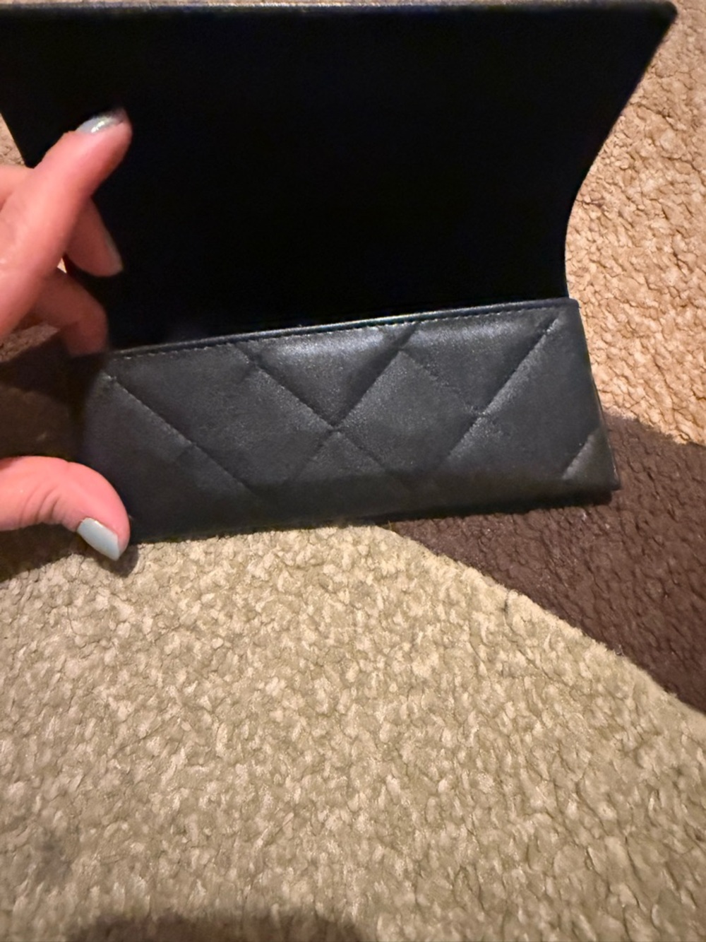CHANEL Black Leather Case for glasses with Embossed Logo - Picture 2 of 3